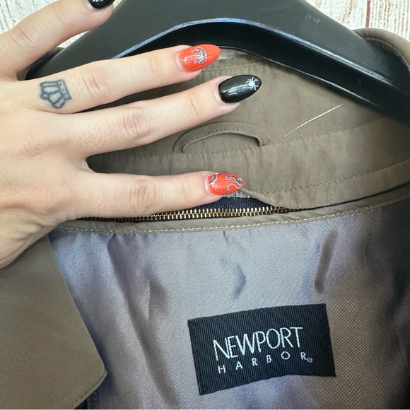 Vintage Newport Harbor Army Green Dual Layer Trench Coat - Picture 8 of 11